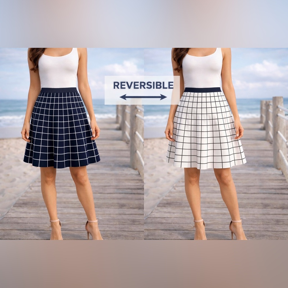 Grace Elements Reversible Navy and White A-Line Skirt
